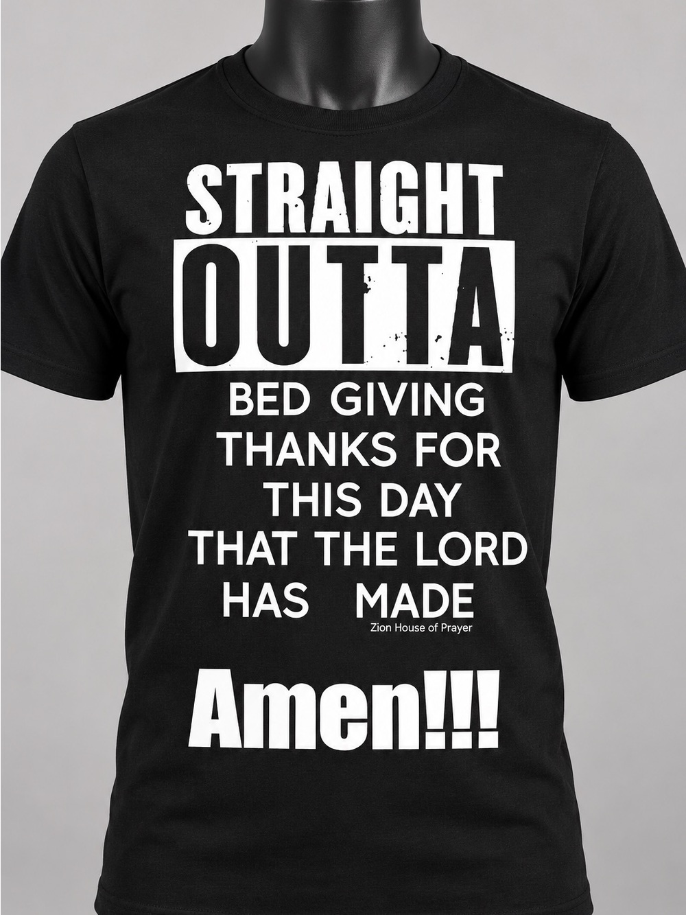 Straight Outta Amen!!! Graphic Tee - Black